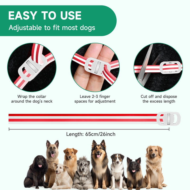 4 Pack Flea Collar for Dogs, Flea and Tick Prevention for Dogs, Dog Flea and Tick Treatment, 32 Months Protection, Waterproof, Adjustable Tick Collar for Dogs, One Size Fits All, Red and White