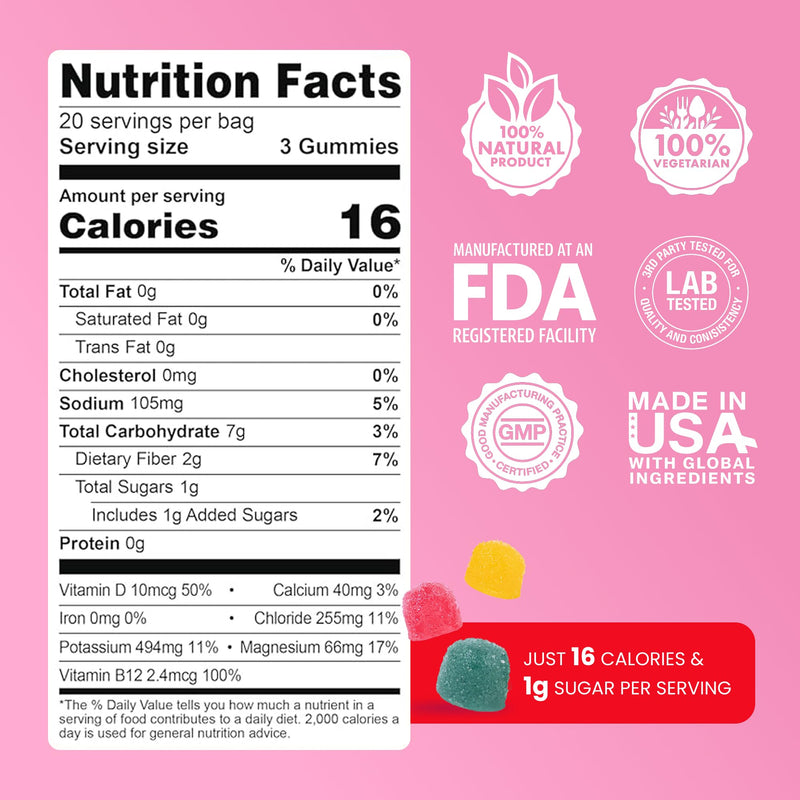 Day One Electrogummies Sour Pack - Citrus, Blue Raspberry & Watermelon Electrolyte Gummies for Runner, Athlete - Hydration Gummies with Electrolytes - Alternative to Powders, Tablets 180 Count 60 Count (Pack of 3)