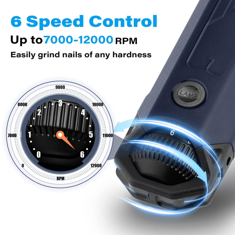 Casfuy 6-Speed Dog Nail Grinder - Newest Enhanced Pet Nail Grinder Super Quiet Rechargeable Electric Dog Nail Trimmer Painless Paws Grooming & Smoothing Tool for Large Medium Small Dogs (Blue) Blue - BeesActive Australia