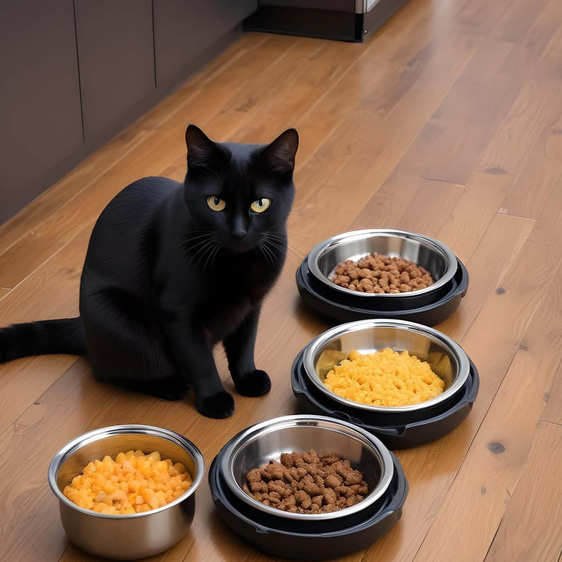 5 PCS Stainless Steel Cat Bowls Cat Food Bowl 5.9 Inch Puppy Bowls Small Shallow Whisker Fatigue Cat Bowl Cat Dishes for Food and Water Feeding Pet Bowls Wide Saucer Style Dish for Kitten Small Dog - BeesActive Australia