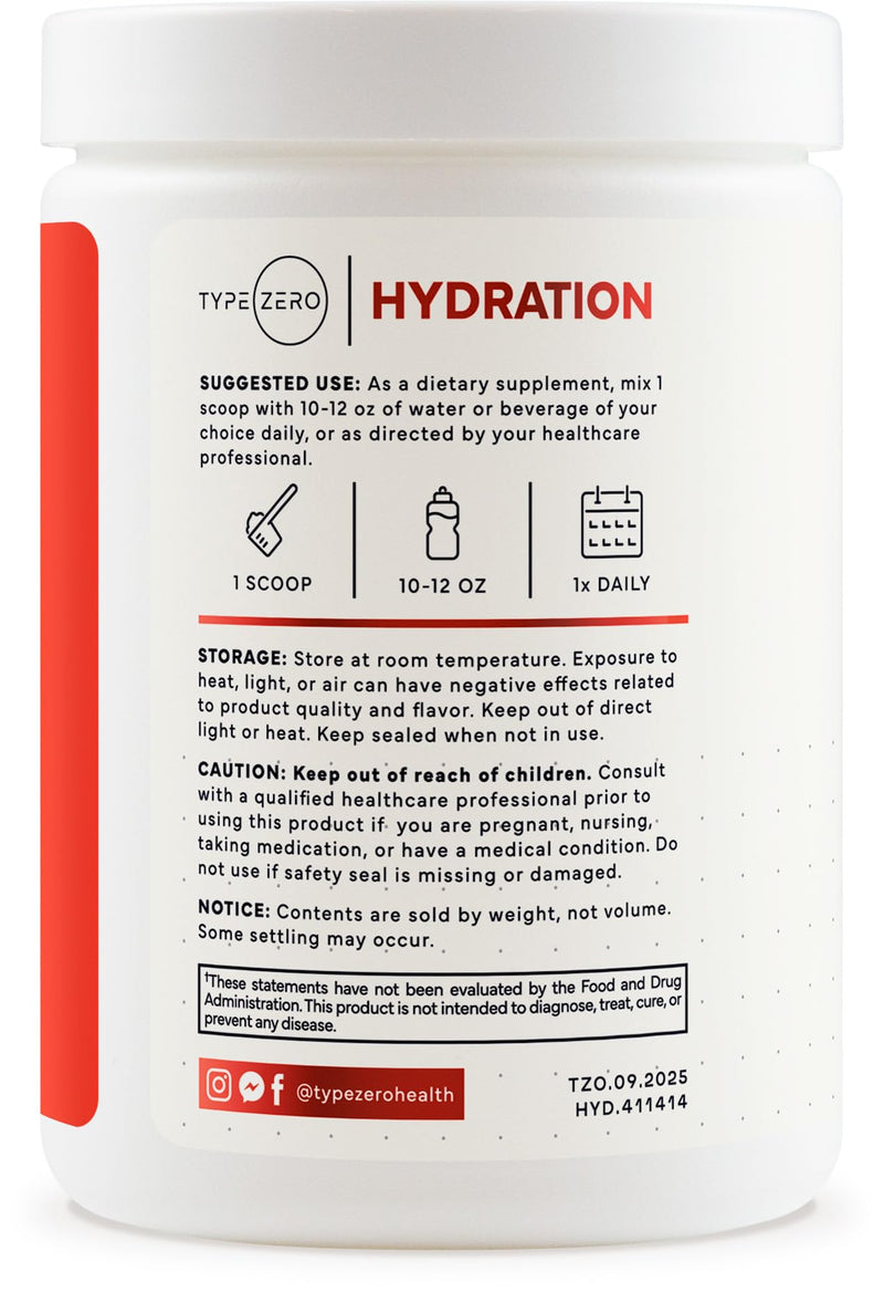 Type Zero Clean Electrolytes Hydration Powder (Fruit Punch) 50 Servings | 14 Essential Vitamins & Minerals, Sugar Free, Zero Artificial Ingredients