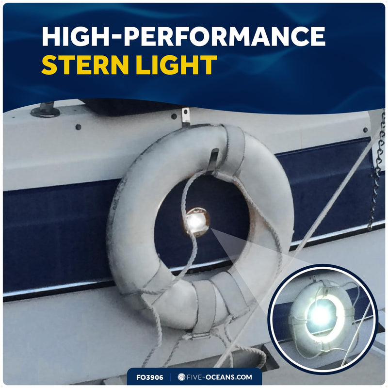 Five Oceans Boat Stern Light - LED Marine Rear Light, 3-Inch Flush Transom Mount, 12V for Pontoon, Fishing & Bass Boats - FO3906 1 Pack - BeesActive Australia