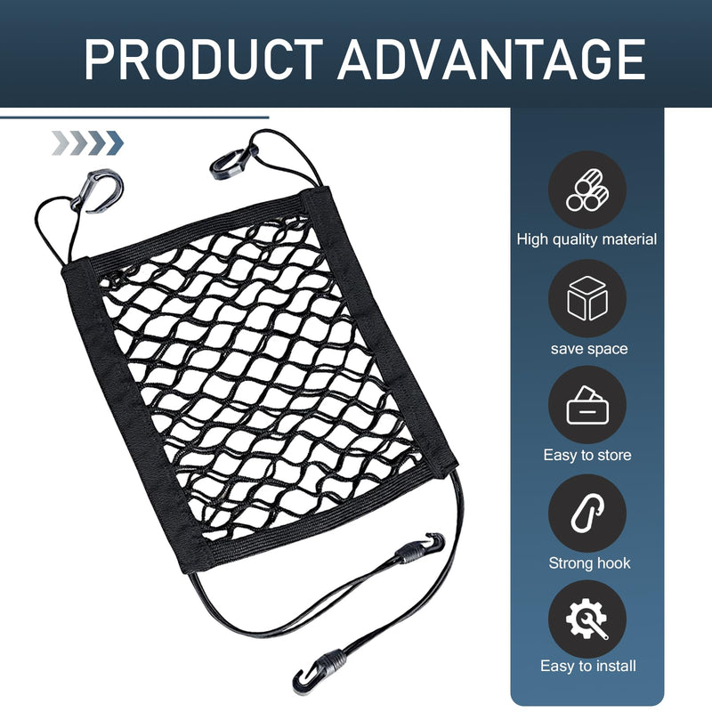 1 PC Car Front Seat Partition Stretchable Net, 11.4" x 10.2" Portable Storage Double Layer Coarse Net Clip-Installation Pet Anti-Fall Safety Barrier, Safety Travel Accessory (Black) - BeesActive Australia