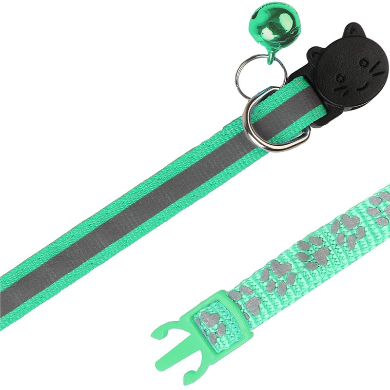 BANMODER 2 Pack Reflective Cat Collar Breakaway with Bell,Personalized Kitten Collars,Adjustable Safety Buckle Collar for Male Cats Girls & Boys (Dark Green) Dark Green - BeesActive Australia