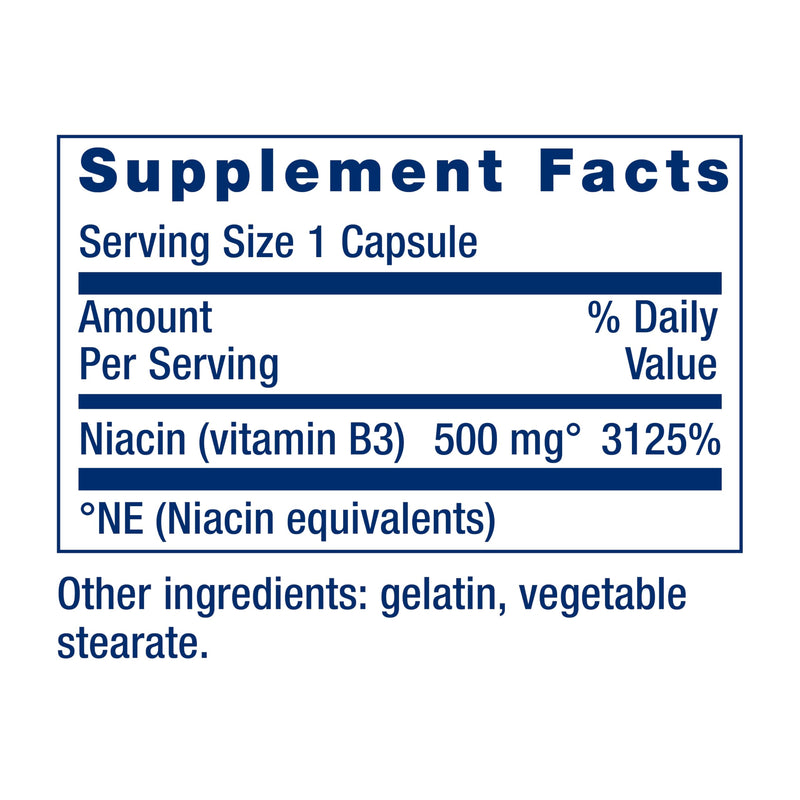 Life Extension Vitamin B3 Niacin, Heart Health, Cholesterol & Energy Support, Gluten-Free, Non-GMO, 100 Capsules | Supports Heart Health, Cholesterol Health Support & Energy Production, Gluten-Free & Non-GMO, 100-Capsule Supply 100 Count (Pack of 1)