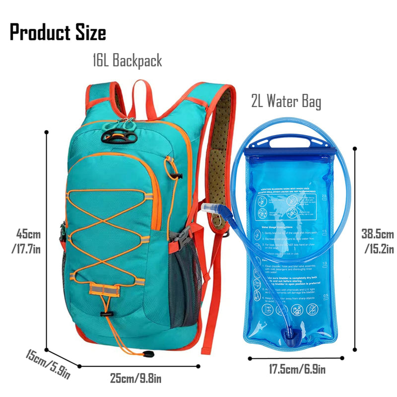 Outdoor Hydration Pack with 2L Water Bladder,Lightweight Running Backpack,Large Capacity Cycling Backpack,Daypack for Hiking Trail,Camping Backpack for Women Men Green Standard
