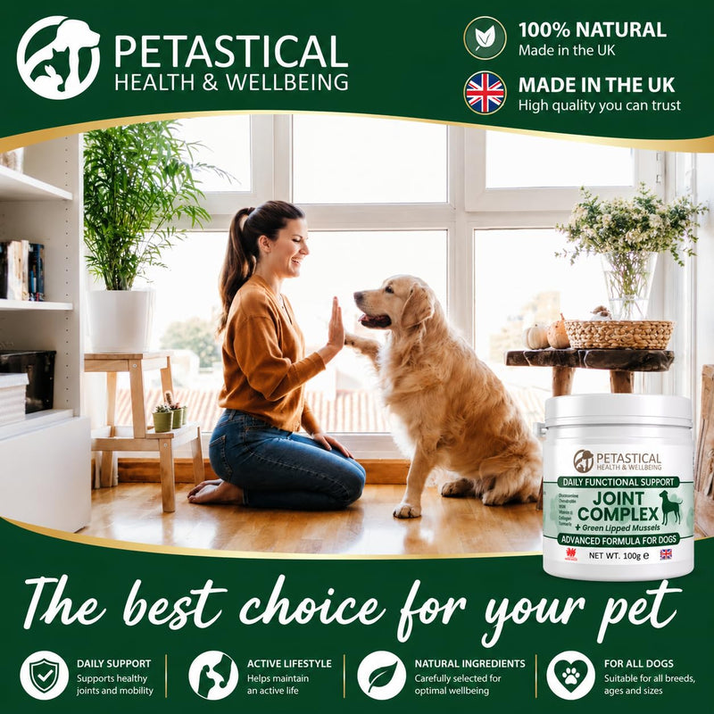 Joint Supplements for Dogs, 800mg Glucosamine, 800mg Chondroitin, 800mg MSM with Added Turmeric and Green Lipped Mussels (100g) 100 Scoop