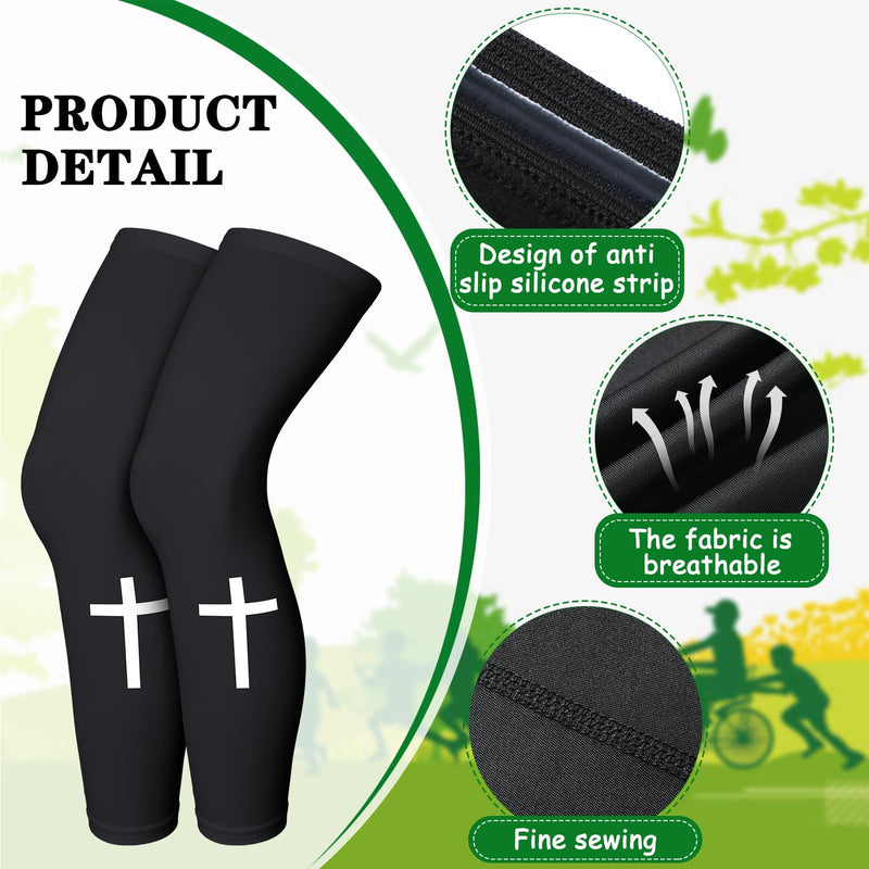 Skylety 2 Pairs Faith Cross Compression Leg Sleeve Religious Jesus Full Length Leg Sleeves for Footall Basketball Cycling Small - BeesActive Australia