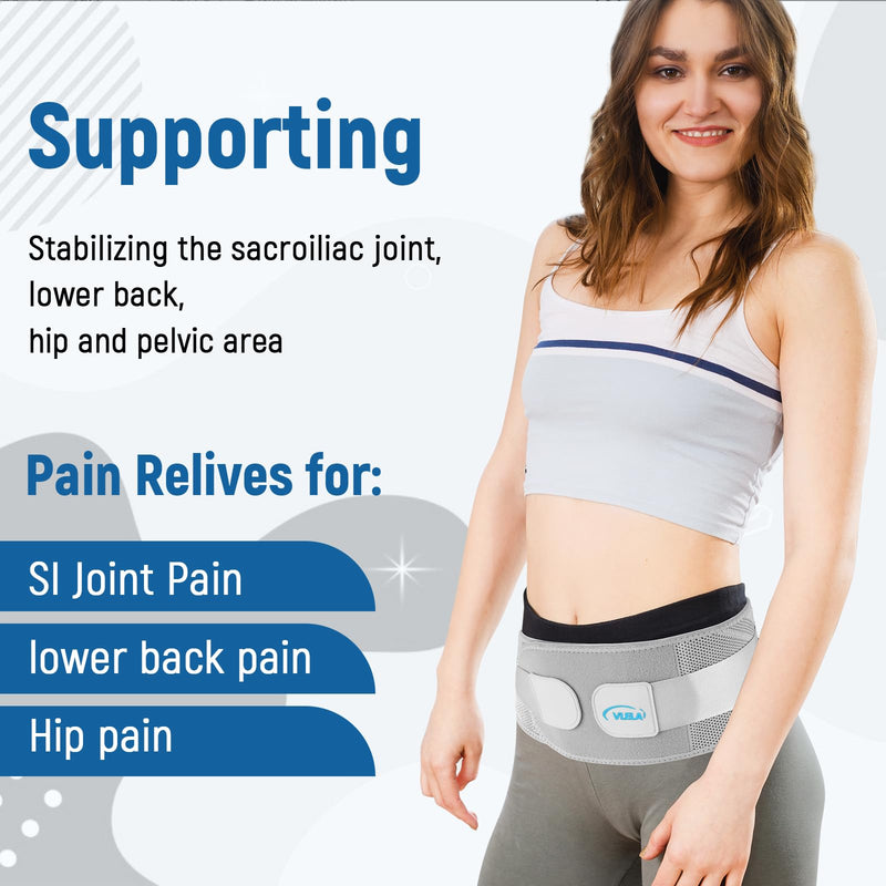 Si Belt -Sacroiliac Belt for Women,Hip Brace for Sciatica, Lower Back,Pelvic and Sacral Nerve Pain Relief,Hip Stabilizer Brace for Si Joint Dysfunction Trochanteric Medium Grey