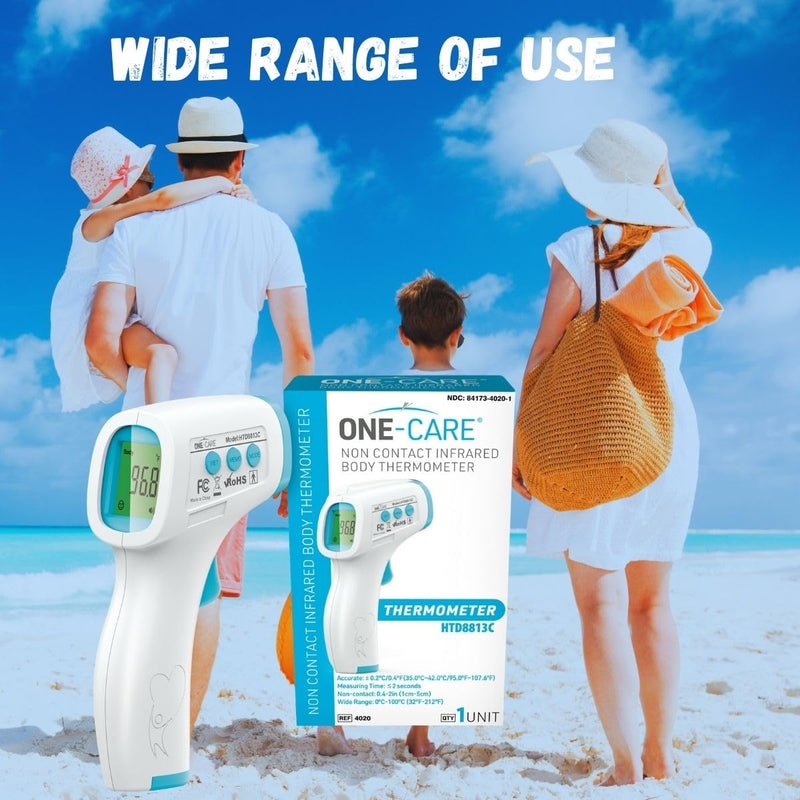 ONE-CARE Digital Infrared Thermometer HTD8813C - Non-Contact, Homedics Thermometer, High Accuracy, Fast Reading, Body & Room Temp, Newborn Baby to Adult, Fever Alarm, Large Display Pro
