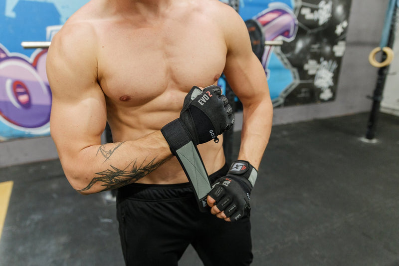 skott Evo 2 Weightlifting Gloves with Integrated Wrist Wrap Support-Double Stitching for Extra Durability-Get Ripped with The Best Body Building Fitness and Exercise Accessories XX-Large Black/Gray - BeesActive Australia