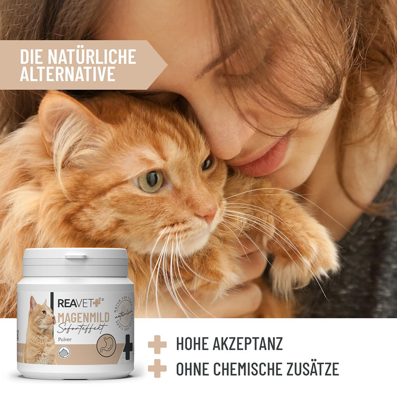 ReaVET stomach mild powder for cats 50g - supports digestion, binds gastric juices and acids, harmonizes gastrointestinal activity, protects the cat's stomach as a natural product - BeesActive Australia