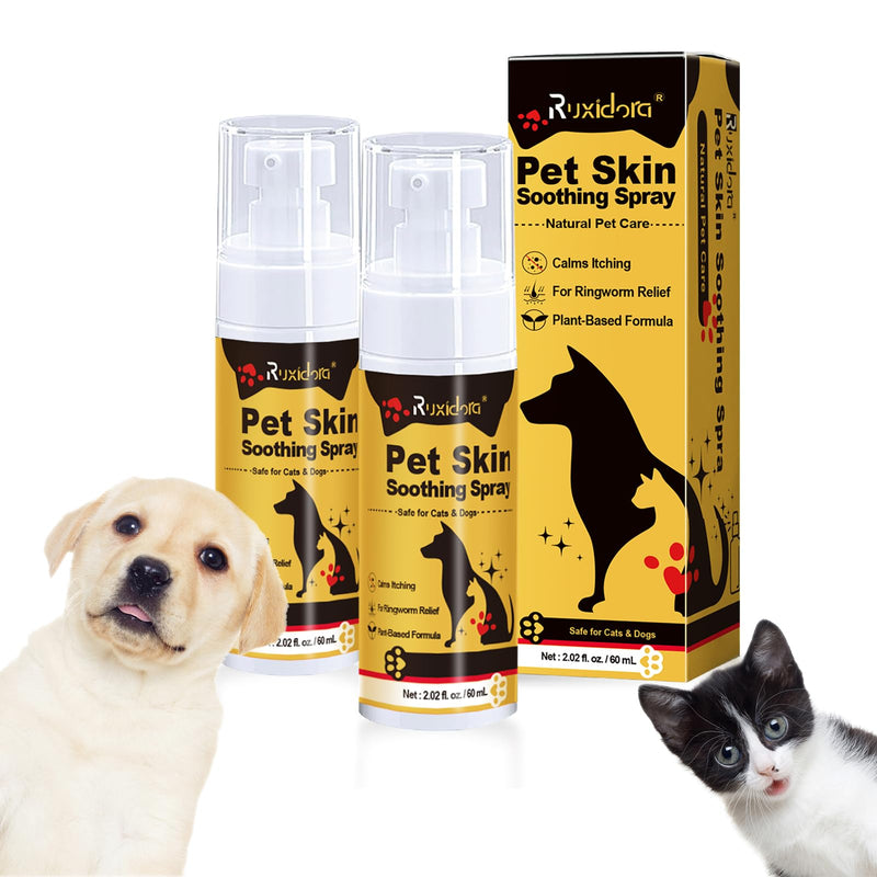 2Pcs Pet Skin Soothing Spray for Dogs and Cats– Gentle Formula for Dogs & Cats with Itchy or Dry Skin – Helps Ease Discomfort from Irritations & Environmental Factors – Safe, Plant-Based Option