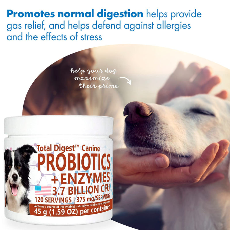 Total Digest™ Canine Probiotics and Enzymes for Dogs, All-Natural Digestive System Dietary Supplement Formula for Dogs (120 Days) - BeesActive Australia