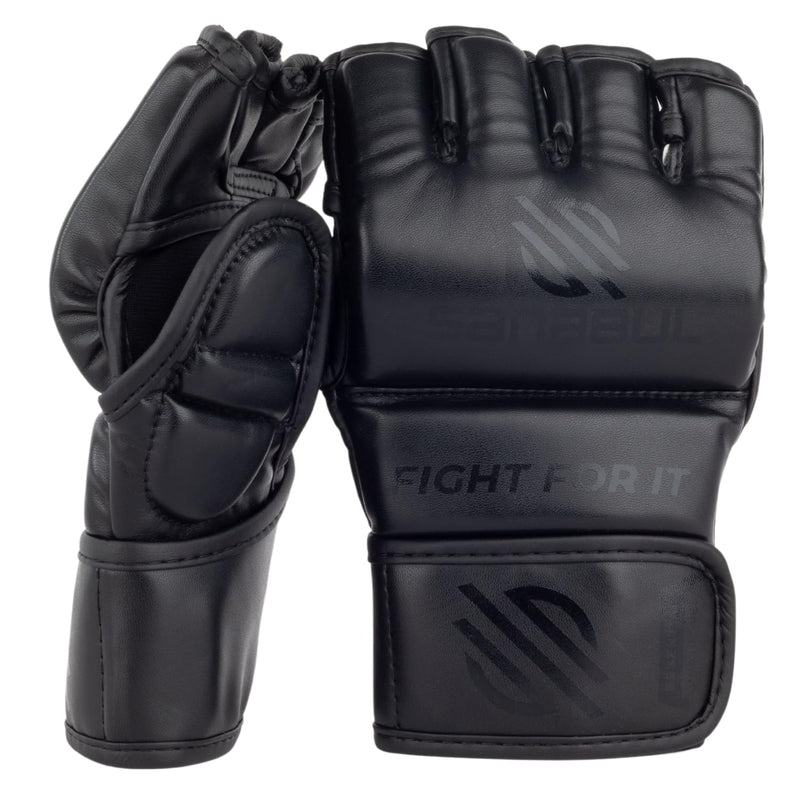 Sanabul Essential 4oz MMA Gloves for Men & Women, Professional Fighting Boxing Muay Thai Kickboxing Gloves for Sparring Grappling and Training AllBlack Small-Medium