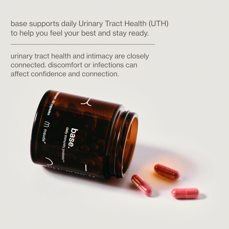 Maude Base - Daily Probiotics for Digestive Health & Immune Support - Promote Urinary Tract Health & Nurture Your Gut Microbiome - with Zinc, Vitamin C & PaCran Cranberry Extract (60 Capsules)