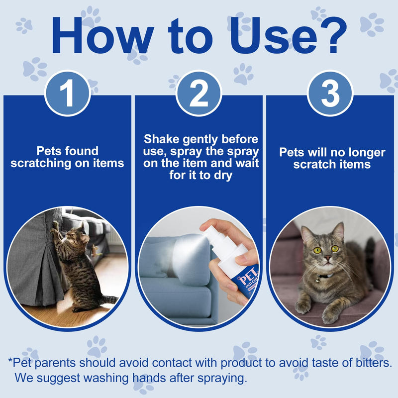 Cat Deterrent Spray. Cat Repellent Indoor for Cat and Kitten. Effective Cat Repellent Spray Training Aid for Furniture, Curtain, Sofa, Floor, Plant and More. Safe for Indoor & Outdoor Use. 120ML blue - BeesActive Australia
