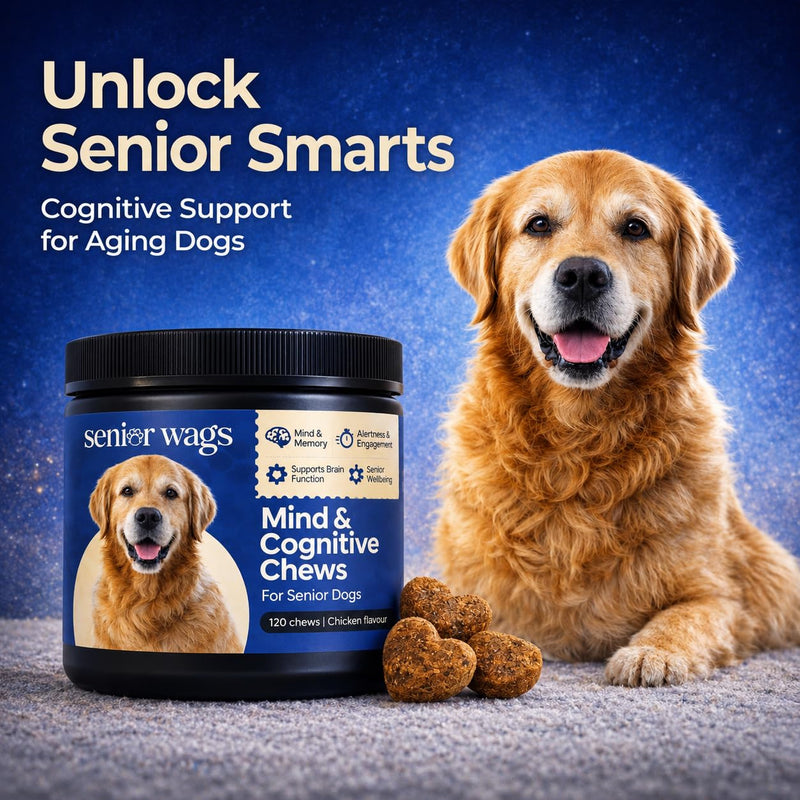 Mind & Cognitive Chews for Senior Dog | Brain Function, Memory & Alertness Support | Dog Supplements with Lion's Mane, DHA & Phosphatidylserine | 120 Chicken Flavour Chews