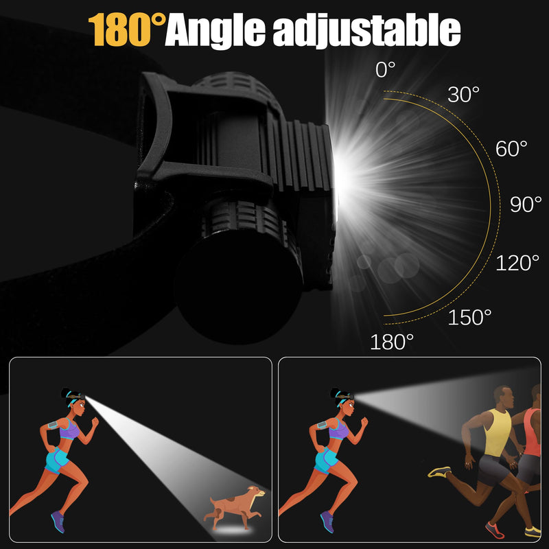 Headlamp Rechargeable, 2000 Lumen Super Bright LED Head Lamp for Adults, IP67 Waterproof Rechargeable Headlight with 9 Modes, Head Flashlight with 2600 mAh for Outdoor Camping Hiking Fishing Running 2000lm - 9 modes