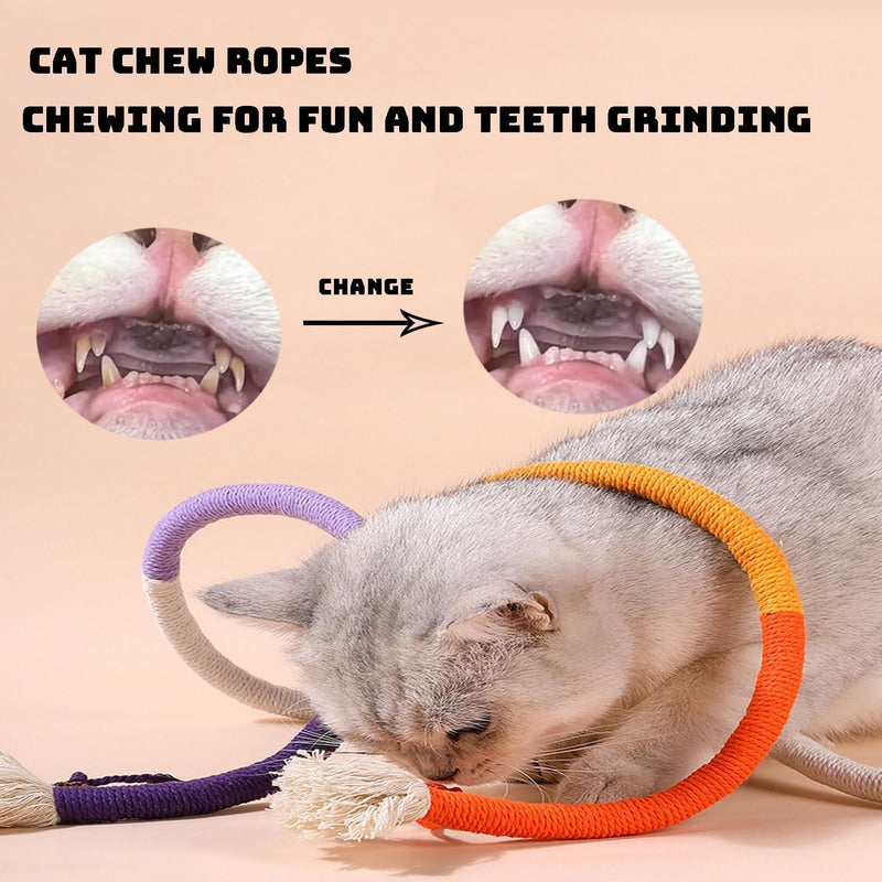 6-Pack Rope Cat Chew Toys - Interactive 27.6" Kicker Toys for Indoor Cats, Bite-Resistant, Cotton Toys for Bored Cats & Kittens of All Breeds. - BeesActive Australia