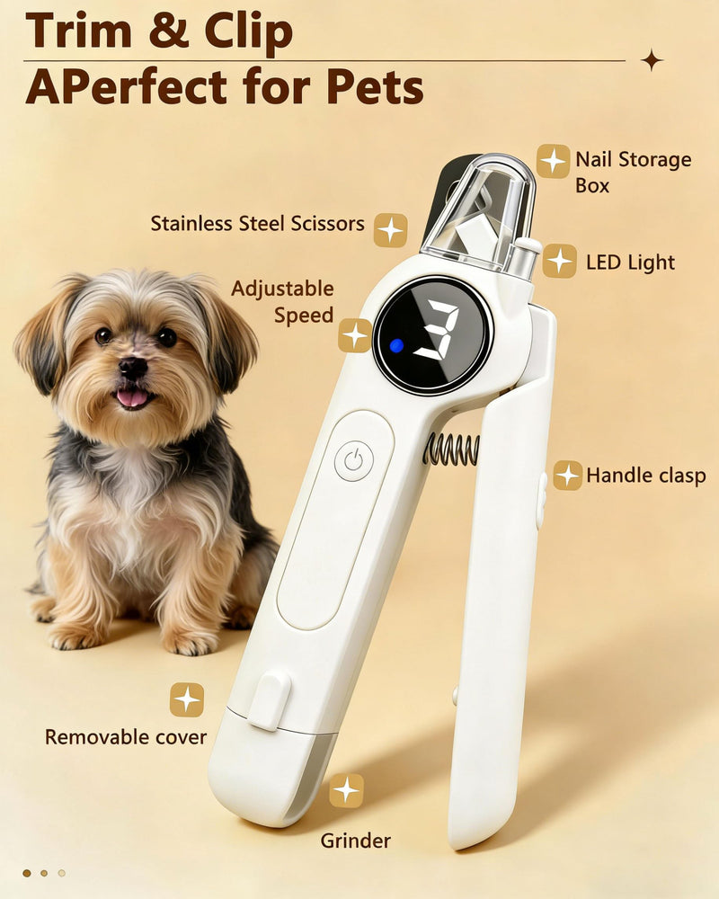 2-in-1 Pet Nail Clipper and Grinder with LED Light & Safety Guard - Painless Quiet Grooming Tool for Small & Large Dogs & Cats, Avoid Overcutting Professional Pet Trimmer - BeesActive Australia