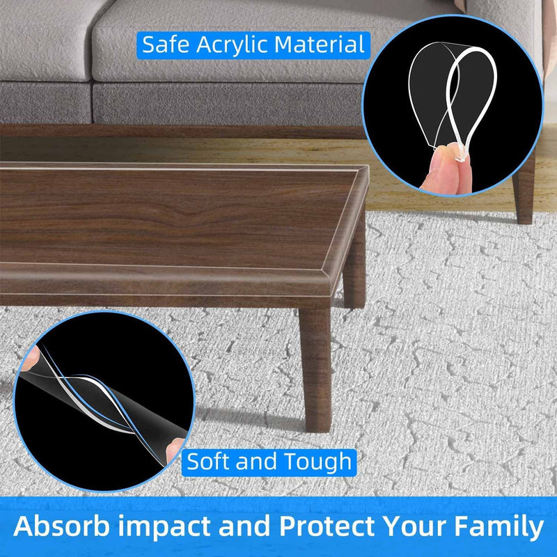Clear Edge Protector Strip, 0.8in x 9.84FT, Sharp Edge Wrap Cover Tape, Self Adhesive Corner Protective Bumper Guards for Cabinet Door Desk Glass Table Furniture, Kitchen Countertop, Waterproof 1 Pack x 0.8in x 9.84FT - BeesActive Australia