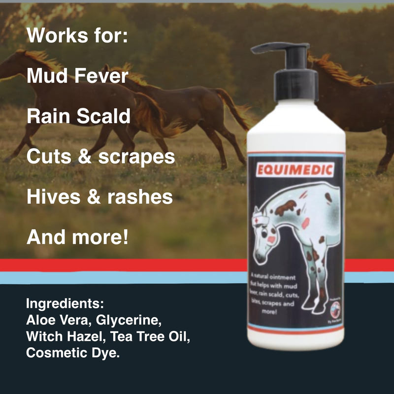 Equimedic Horse Skin Care Lotion 500ml - All-Natural Cream for Cuts, Insect Bites, Rashes, Hives, Mud Fever, Rain Scald & more! Protective, Soothing, & Fast-Acting
