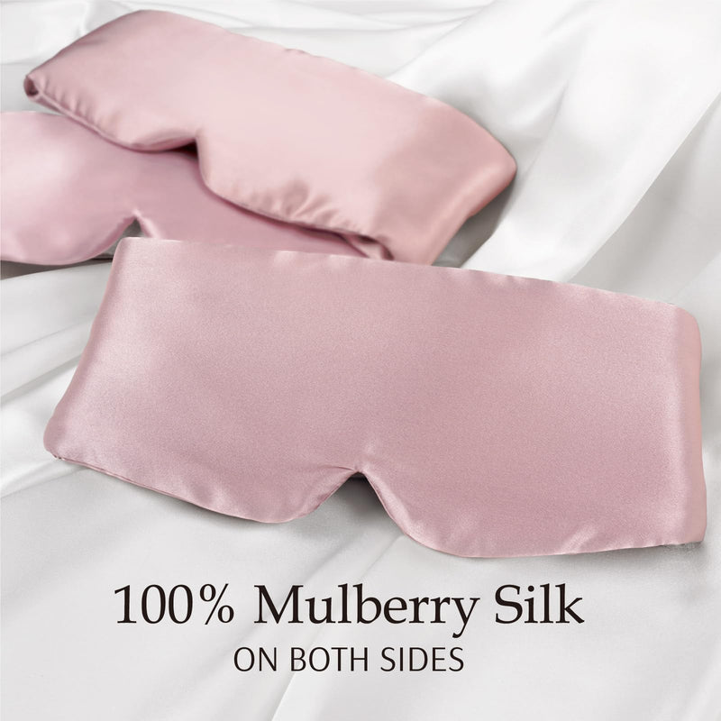 Zenssia 100% Mulberry Silk Sleep Mask Eye Mask for Man and Woman with Adjustable Headband, Full Size Large Sleep Mask & Blindfold for Total Blackout for All Night Sleep, Travel & Nap- Light Plum - BeesActive Australia