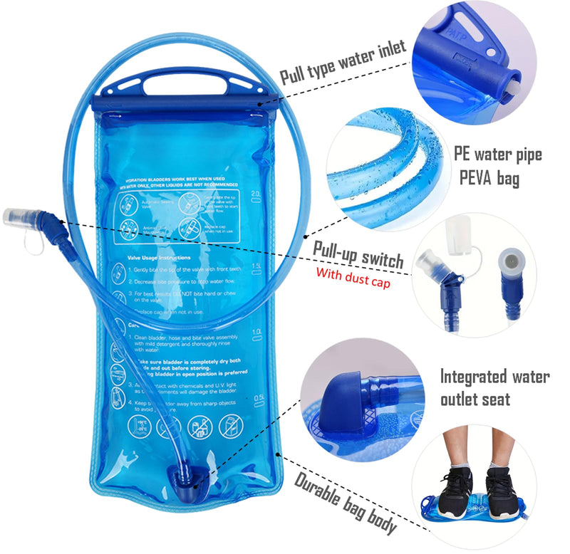 Outdoor Hydration Pack with 2L Water Bladder,Lightweight Running Backpack,Large Capacity Cycling Backpack,Daypack for Hiking Trail,Camping Backpack for Women Men Green Standard