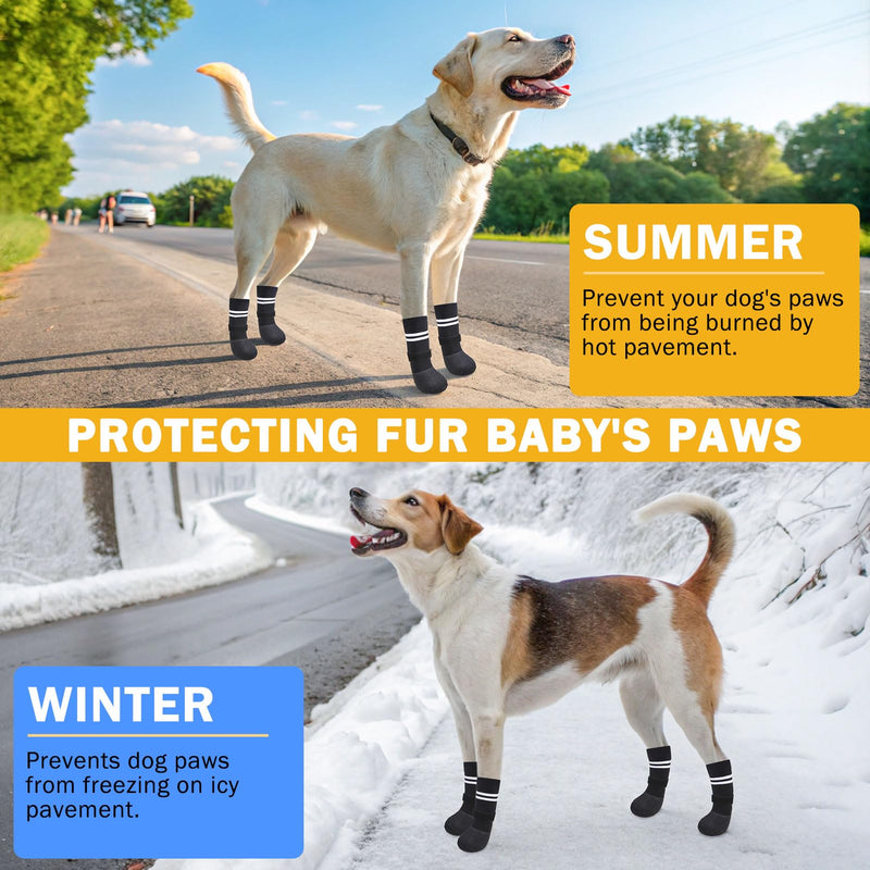 SCENEREAL Anti Slip Dog Boots & Paw Protectors for Hardwood Floor, Extended Dog Socks to Prevent Licking Paws, Waterproof Pet Snow Rain Shoe for Winter Medium Senior Dogs, Black M Medium(Paw width 2.04in/5.2cm) - BeesActive Australia