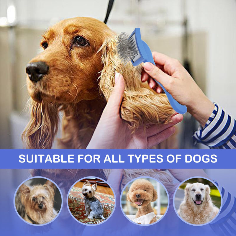 Dog Slicker Brush for Goldendoodles & Golden Doodle Brush for Grooming Kit - Dog Brush for Goldendoodle, Labradoodle, Poodles - Pet Hair Brush for Short & Medium Haired Dogs -Small (DarkBlue) - BeesActive Australia
