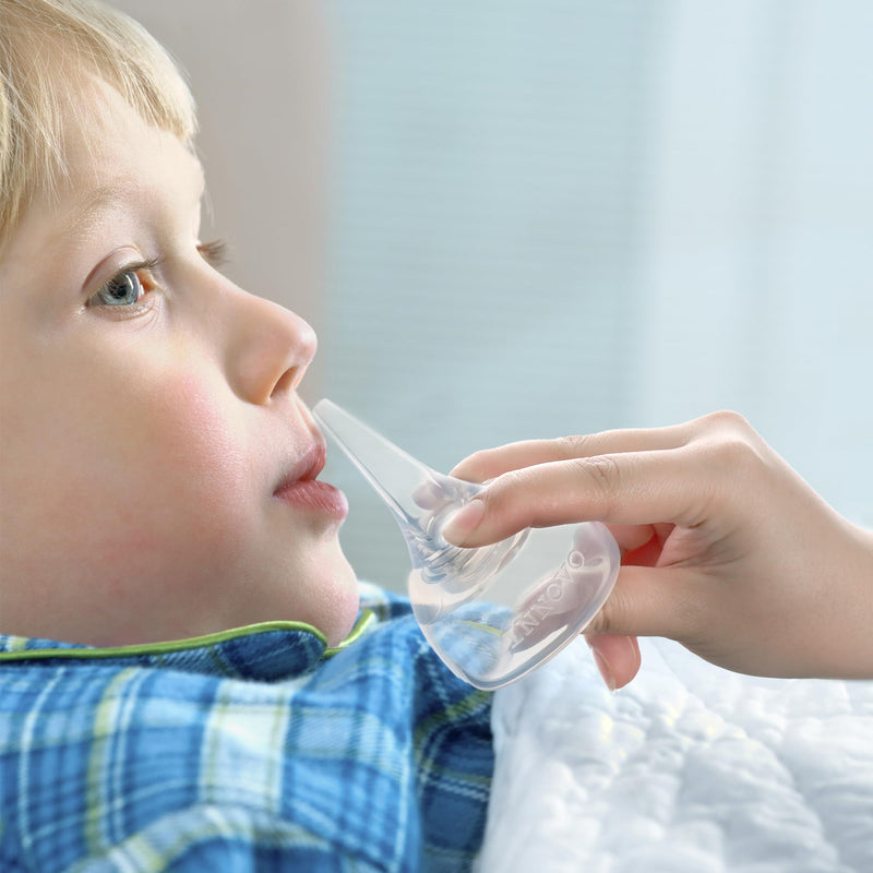Innovo FSA/HSA Eligible Hospital Grade Silicone Twister Bulb Baby Ear Syringe and Nasal Aspirator, Sucks Snot and Mucus, Cleanable and Reusable, Clear Clear White