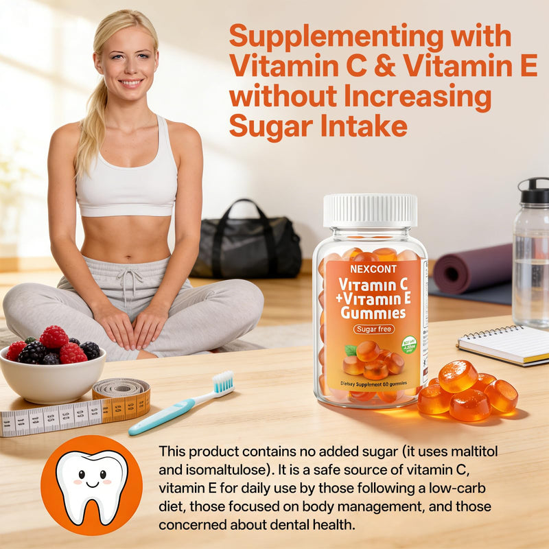 Vitamin C Gummies for Adults, Sugar Free with Vitamin E & Collagen Supports Immune & Skin Health Non-GMO,Gluten Free