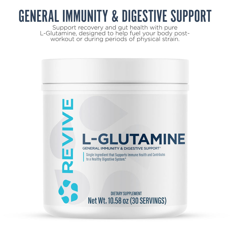 Revive Gut L-Glutamine Powder MD - Muscle Recovery & Immune System Booster for Adults - Promotes Digestive Health & Reduces Muscle Soreness - Immunity & Digestion Vegan Pure L Glutamine Supplement - BeesActive Australia