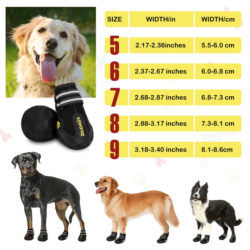 DcOaGt Dog Shoes for Large Dogs XXL, Waterproof Dog Boots with Anti-Slip Sole Breathable Reflective Paw Protectors Booties for Hot Pavement Summer Winter Snow Hiking Walking 4PCS(Size 9) Black Size 9:Width 3.18-3.40 inch(Pack of 4) - BeesActive Australia