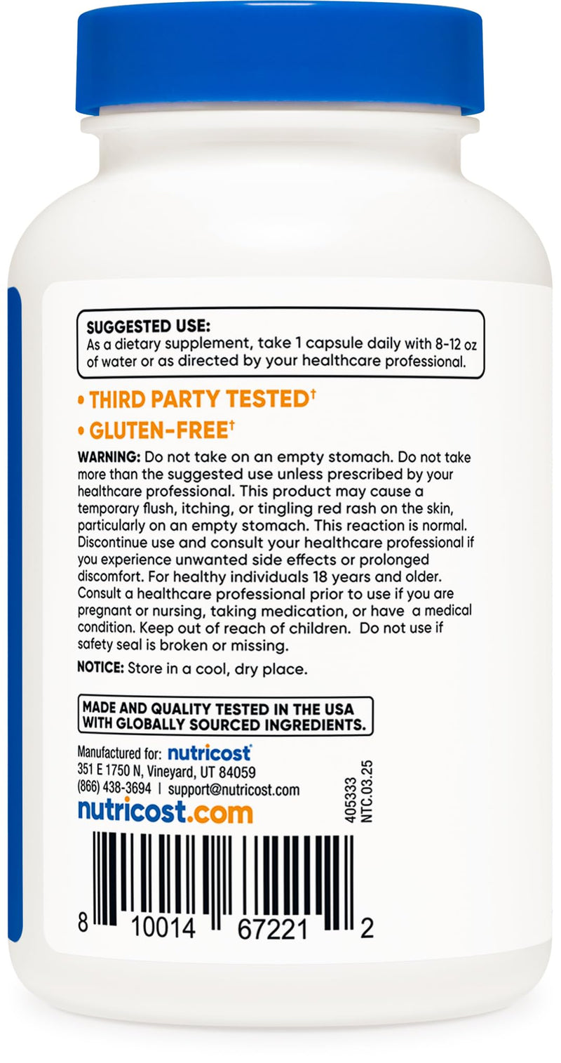 Nutricost Niacin (Vitamin B3) 100mg, 240 Capsules, with Flushing | GMO-Free, Gluten Free 240 Count (Pack of 1)