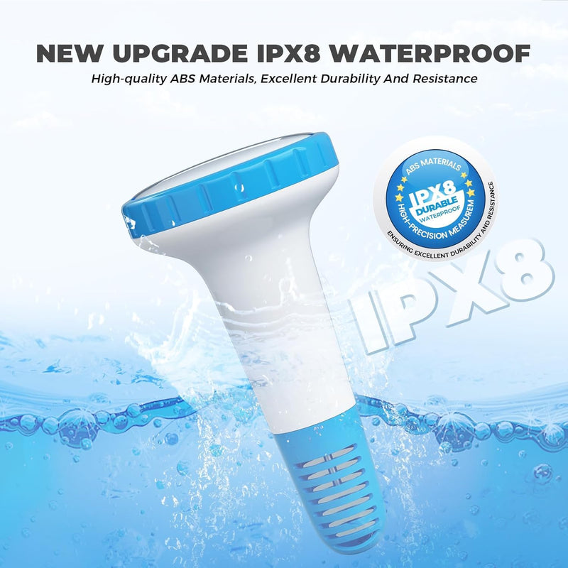 Digital Pool Thermometer Floating Easy Read IPX8 Waterproof Wireless Water Thermometer with Indoor Temperature Monitor for Swimming Pool, Bathtub, Fish Tank - BeesActive Australia