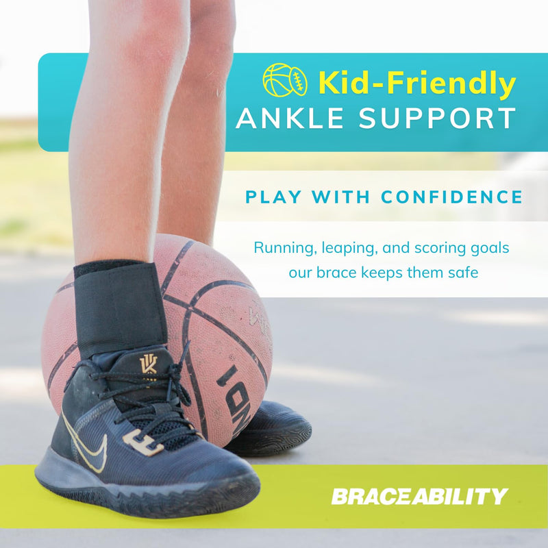 BraceAbility Lace Up Kids Ankle Brace - Pediatric Figure 8 Sprained Foot Support Wrap for Active Youth, Children in Sports, Basketball Protection, Gymnastics, Soccer, and Volleyball (XS) X-Small - BeesActive Australia