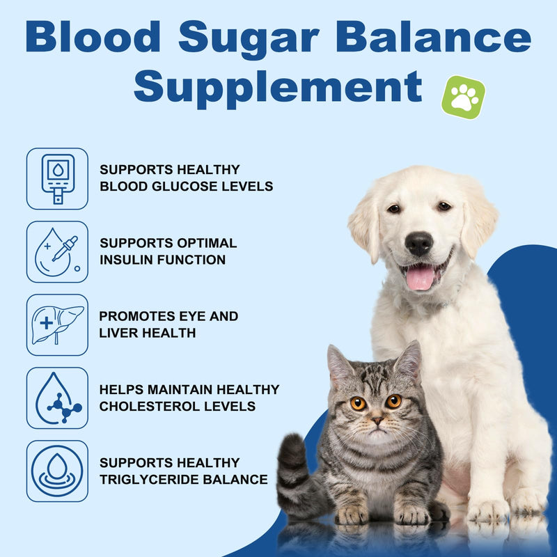 Insulin for Diabetic Dogs & Cats, Pet Blood Sugar Balance Supplement, Natural Herbal Formula for Healthy Blood Sugar Levels, Improved Mobility, Insulin Resistance, 2 oz (60 ml)