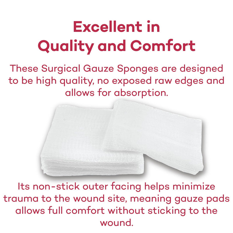 Dealmed 4" x 4" Surgical Sponges, 8-Ply, Non-Woven Absorbent Gauze Sponges for Wound Care, First Aid Kits and Medical Facilities, 200 Count (Pack of 4) 4” x 4” 4 Pack - BeesActive Australia