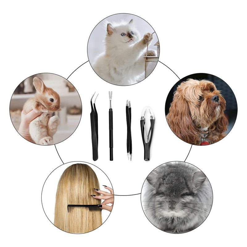 MEISO 4 pieces stainless steel tick remover set, black tick tweezers, tick hook for humans, dogs, cats (with storage box) - BeesActive Australia