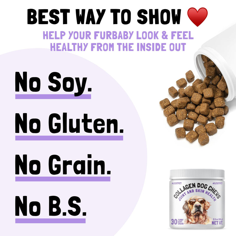 Collagen Dog Chews for Joint & Skin Health 27 Soft Chews All Breeds Mobility, Cartilage Repair & Pain Relief Hip & Joint Skin Coat Anti-inflammatory Support Eggshell Membrane Senior & Adult Dogs - PawsPlanet Australia
