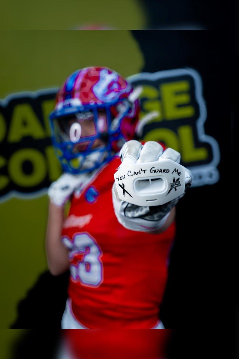 DAMAGE CONTROL Youth Football Mouth Guard – Breathable No Boil Mouthpiece, Protects Lips & Teeth, Works with Braces, Includes Helmet Strap – Sports Gear & Accessories (You Can't Guard Me) You Can't Guard Me