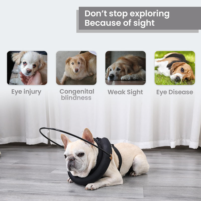 Adjustable Anti-Collision Ring Harness for Blind Pets – Lightweight Guiding Collar for Dogs and Cats with Vision Impairment or Eye Injuries (Black, XL) Black XL (Refer Size Chart) - BeesActive Australia