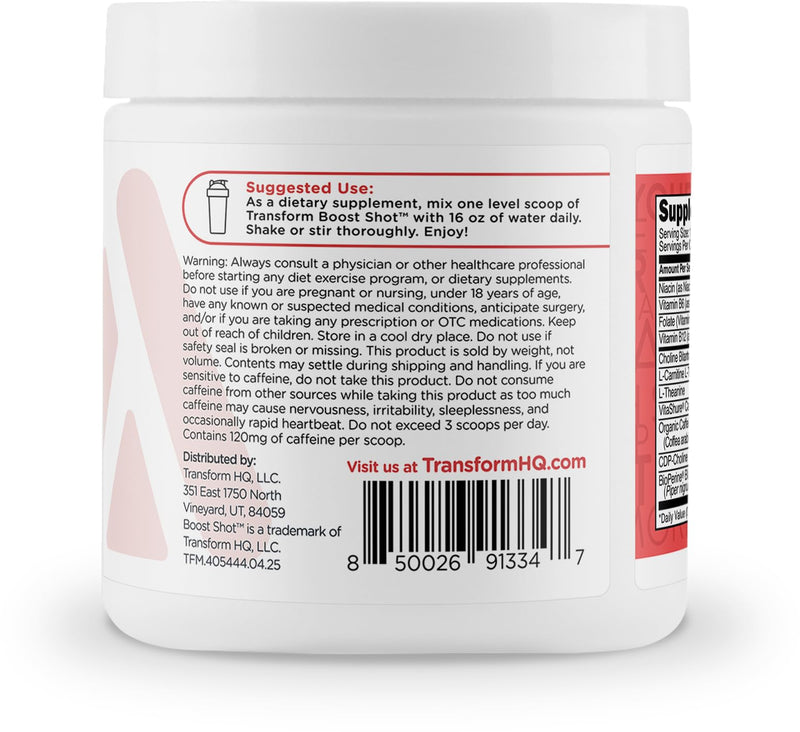 TransformHQ Everyday Boost Shot 28 Servings (Fruit Punch) - Non-GMO, Gluten-Free Fruit Punch 4.2 Ounce (Pack of 1)