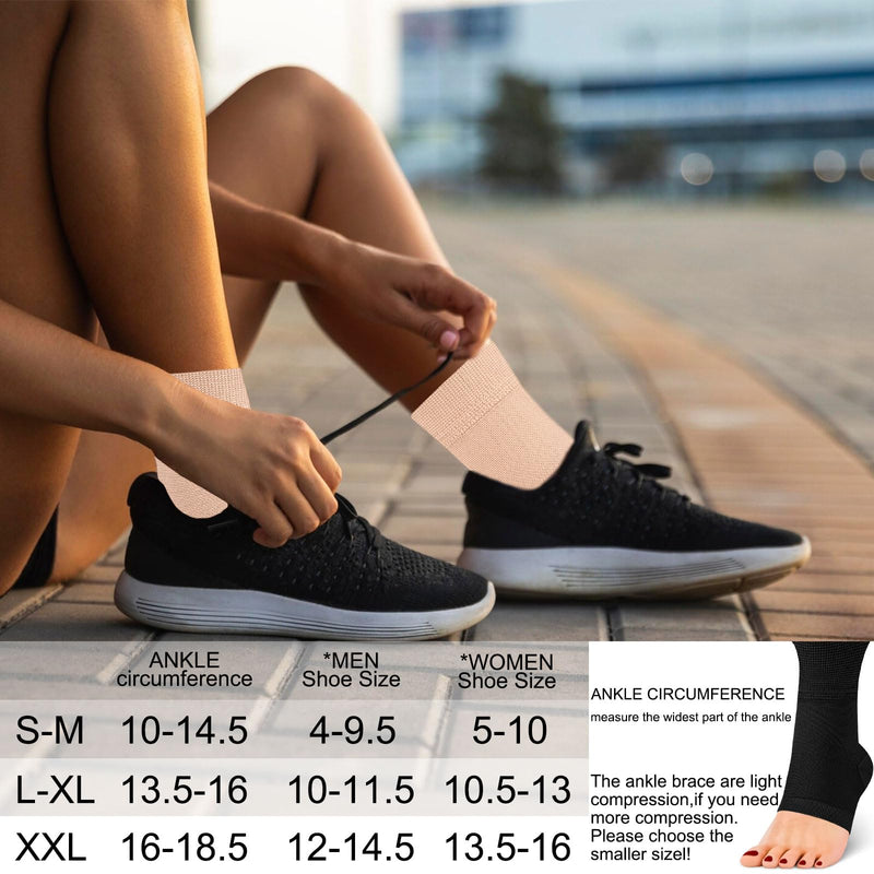 Ankle Brace Compression Sleeves Open Toe Compresion Socks 8-15mmHg for Women Men,Plantar Fasciitis Socks with Arch Support Beige L/XL Beige-2pack Large-X-Large - BeesActive Australia