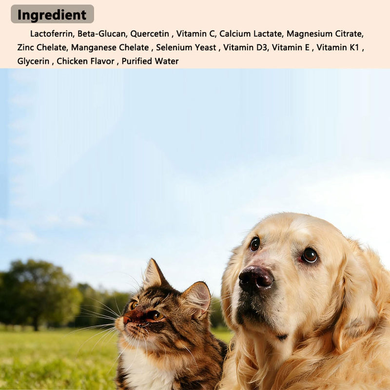 Lactoferrin for Dogs & Cats, Supports Canine Bone, Joint, Immune & Digestive Health ，Chicken Flavor ，2 fl oz