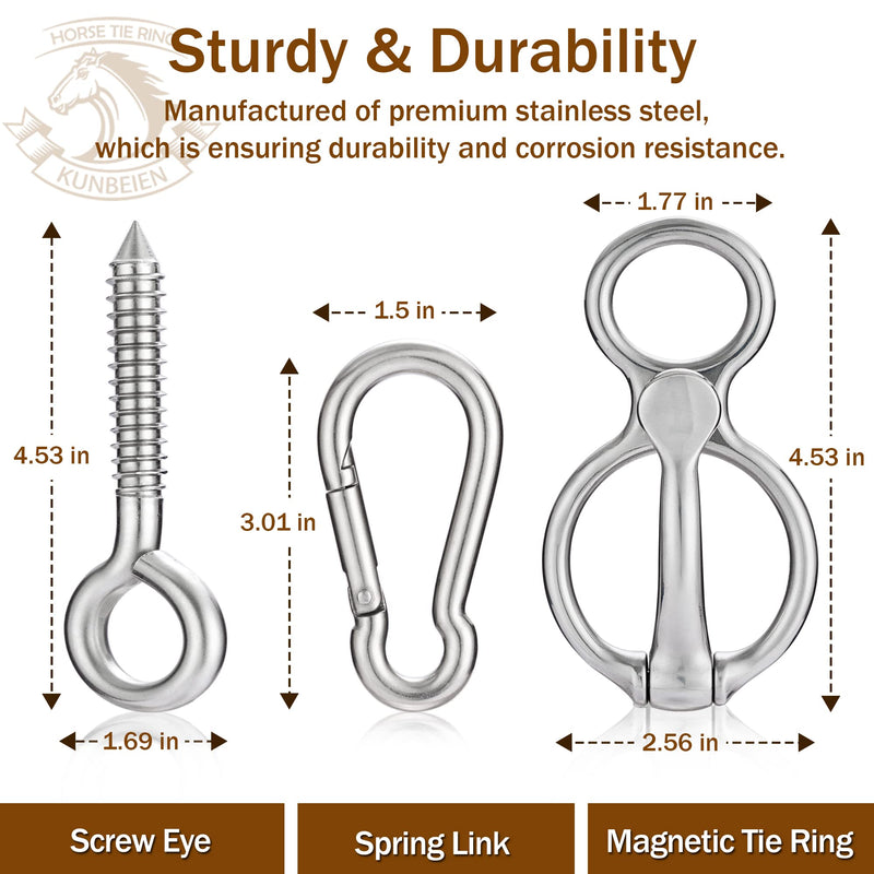 2PCS Horse Tie Ring, Safe Tie Horse Supplies, Humane Way Tie Ring, Magnetic Ring for Tying and Retracting, Helps Horse Pull Back and Releases Stress from The Horse 2-Packs - BeesActive Australia