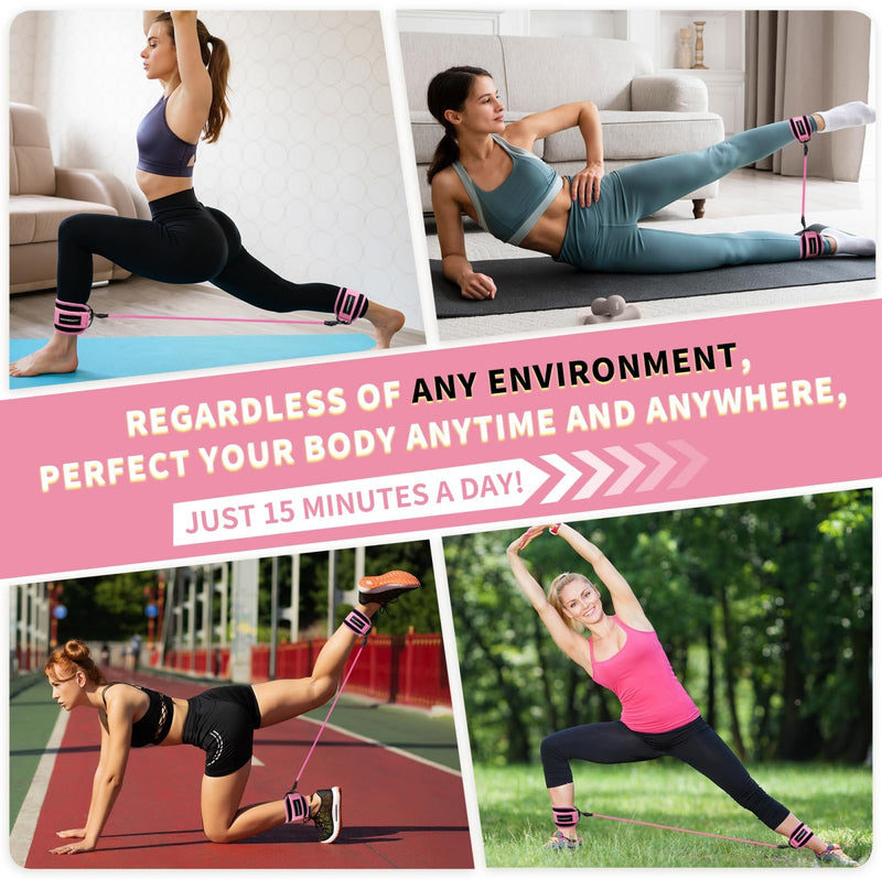Ankle Resistance Bands with Cuffs,Ankle Straps for Cable Machines Women,Glute Kickback Ankle Strap for Gym & Home,Leg Extension & Hip Abductors Pink - BeesActive Australia