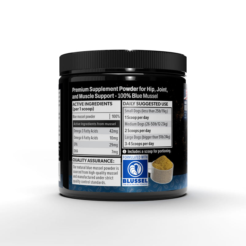 Dog Muscle & Joint Support Bundle – Mega Muscle Chewable Tablets + Scoop A Day Blue Mussel Powder | High Protein, Weight Gain, Mobility & Immune Booster | All Life Stages | Made in USA